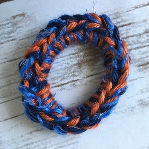 Textured, mixed yarn, hand made scrunchie.